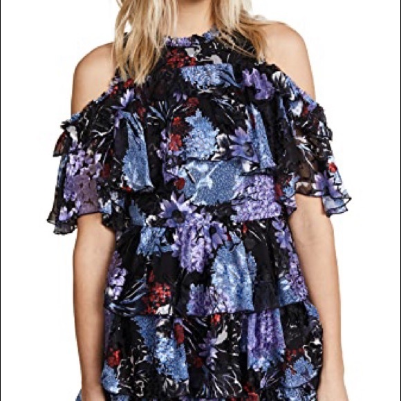 Alice + Olivia Nichola Cold Shoulder Ruffled Dress - Picture 4 of 9